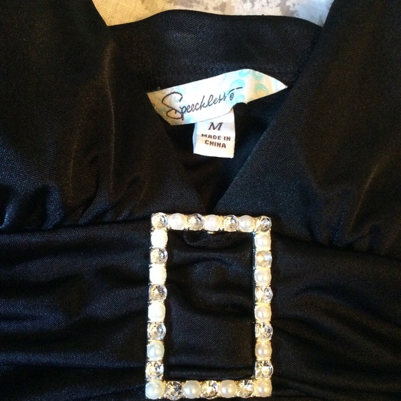 🖤 Black Pearl and Rhinestone Formal Dress 🖤 - Picture 4 of 8